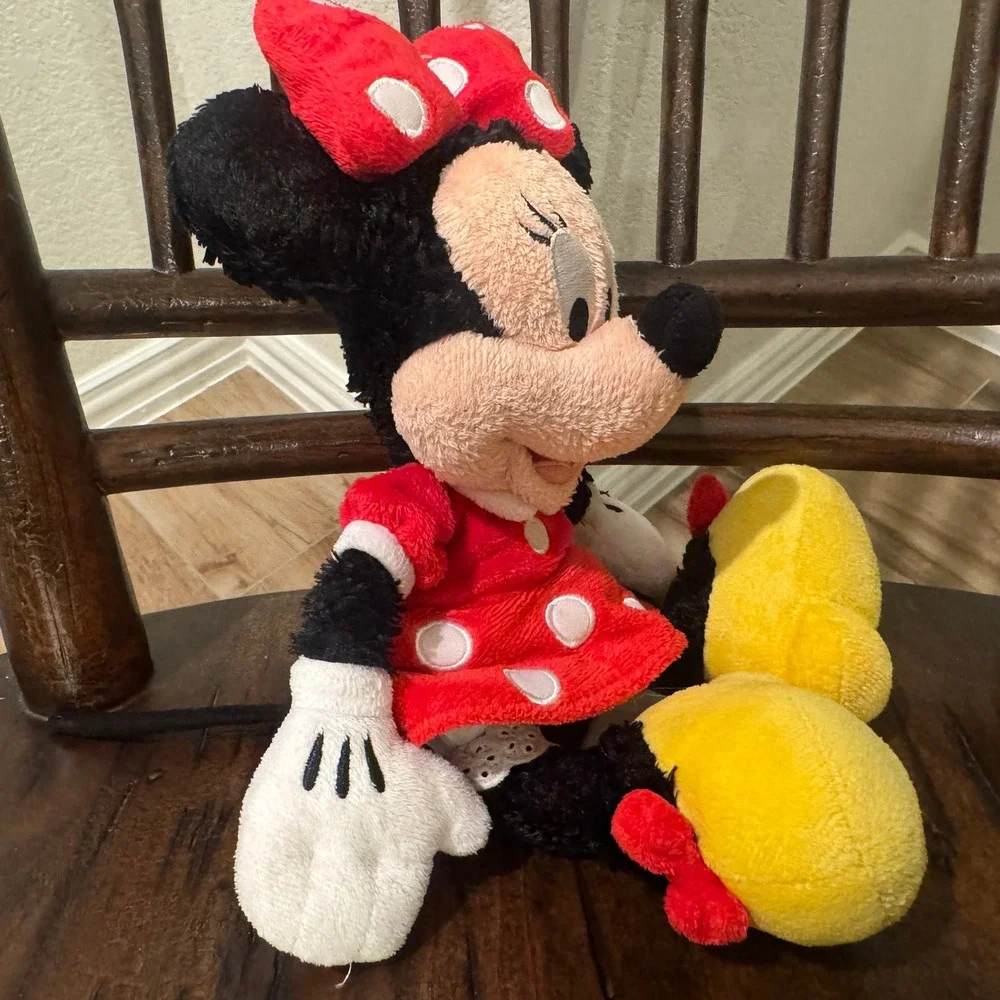Disney Minnie Mouse Plush Red Polka Dot Dress White Gloves Yellow‎ Shoes Toy
